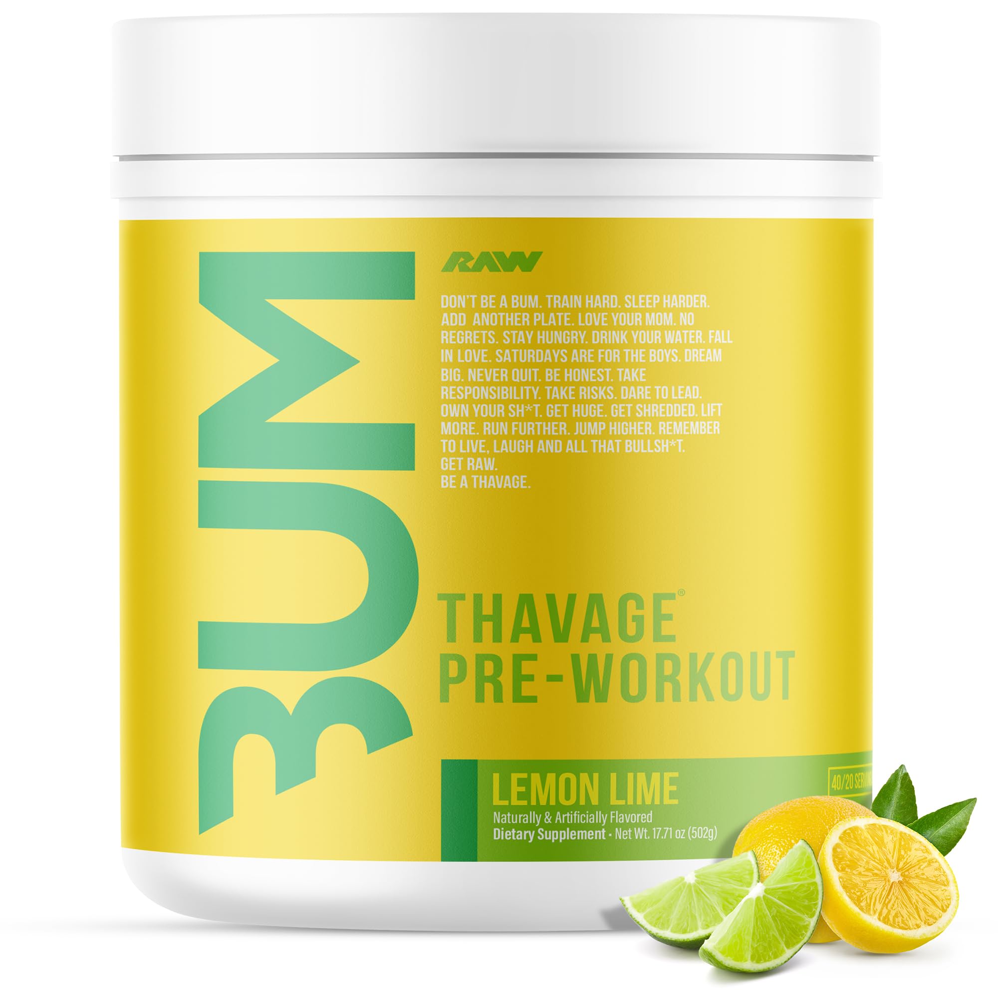RAW Pre Workout Powder, Thavage (Champion Mentality) - Chris Bumstead Sports Nutrition Supplement for Men & Women - Cbum Pre Workout for Working Out, Hydration, Mental Focus & Energy - 40 Servings — Amazon image 16