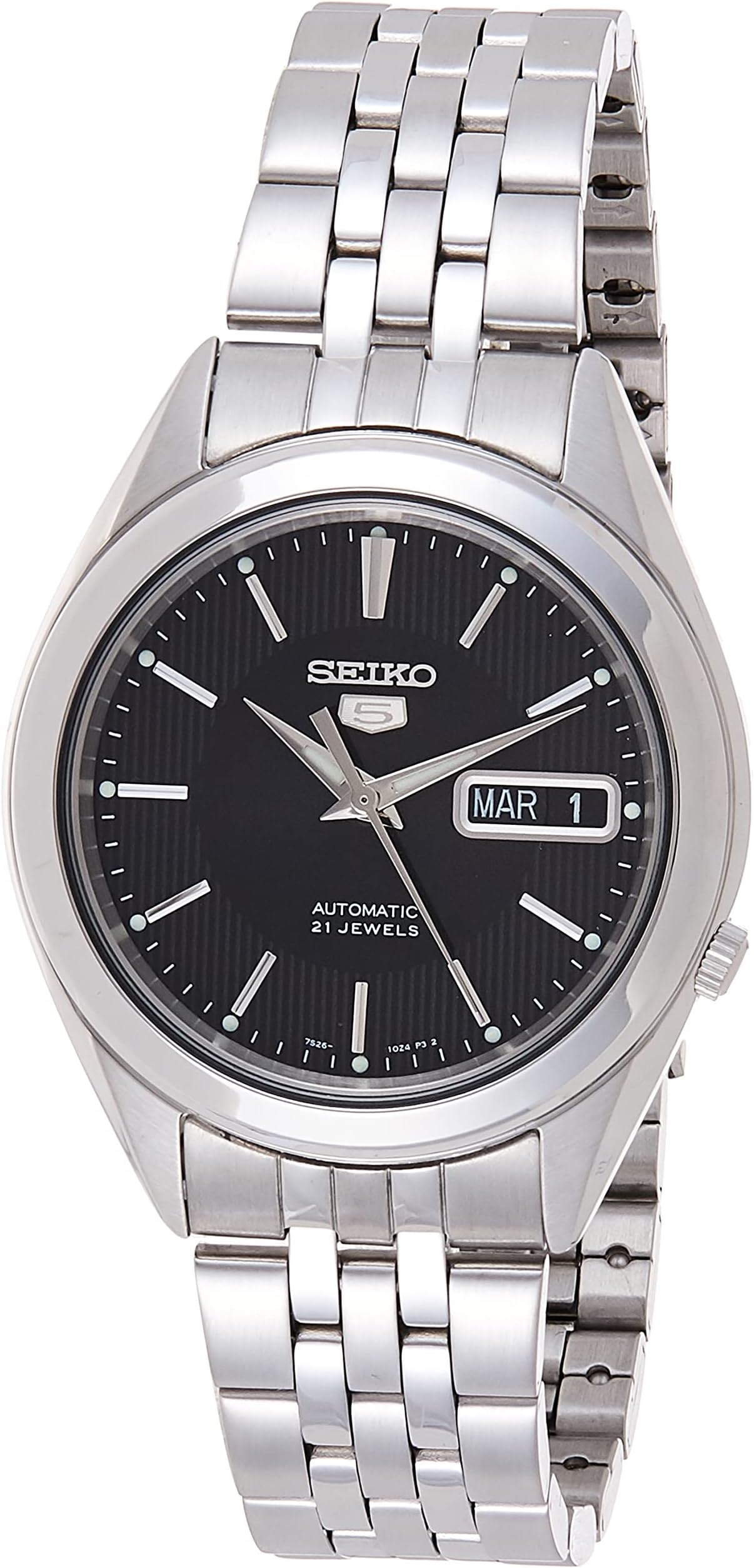 SEIKO Automatic Watch for Men 5-7S Collection - with Day/Date Calendar, Luminous Hands, Stainless Steel Case & Bracelet