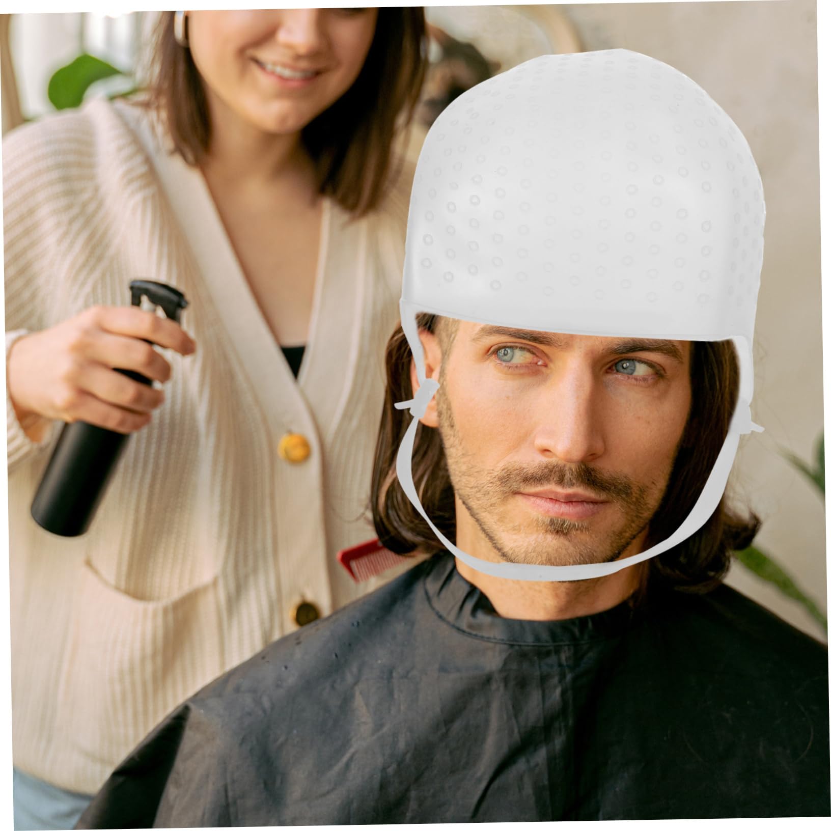 HONMEET Professional Hair Dyeing Silicone Cap String for Easy Application Reusable for Salon or Diy Random