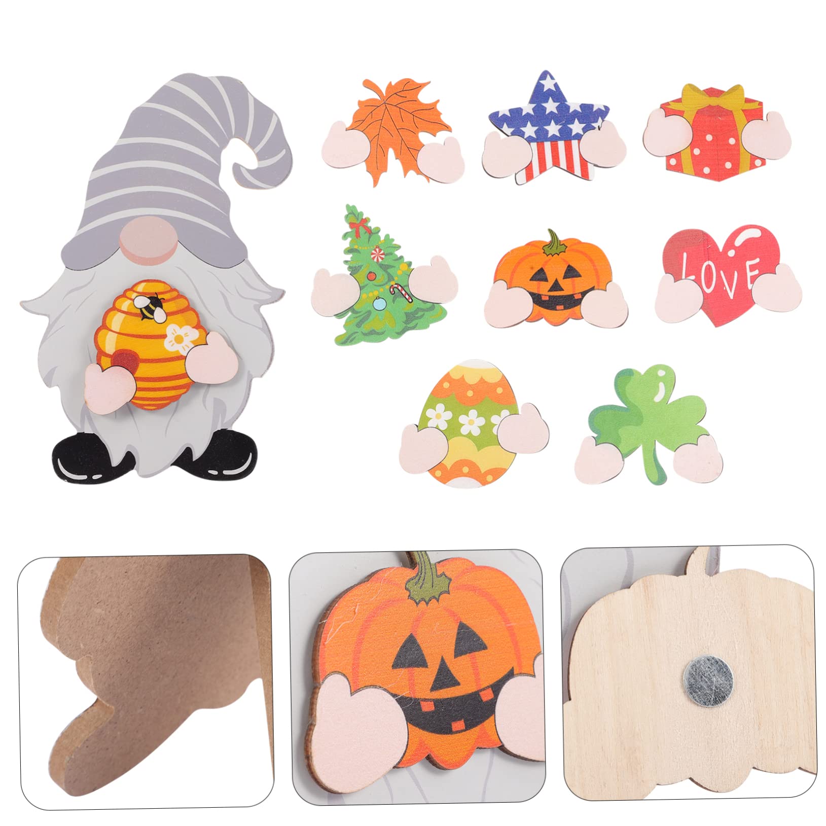 Ciieeo 4 Sätze Halloween-Ornamente Tür Festival-Desktop- Bastelzwerg Austauschbare Gnomenzeichen Hausgemachte Ornamente Abnehmbare Wichtelschilder Freistehende Gnomenschilder Magnet
