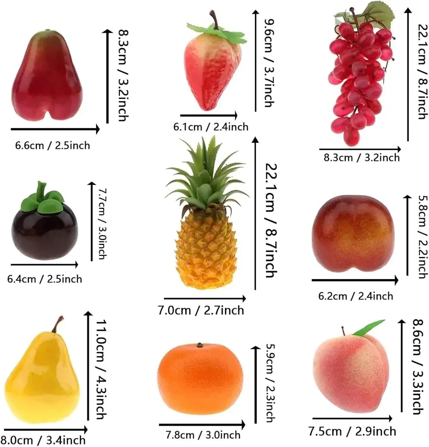 Artificial Fruits Artificial Fruits Set Decoration Home Pineapple Grape Strawberries Pear Oil Orange Lemon Wax Apple Banana Peach Combination(Color 05)