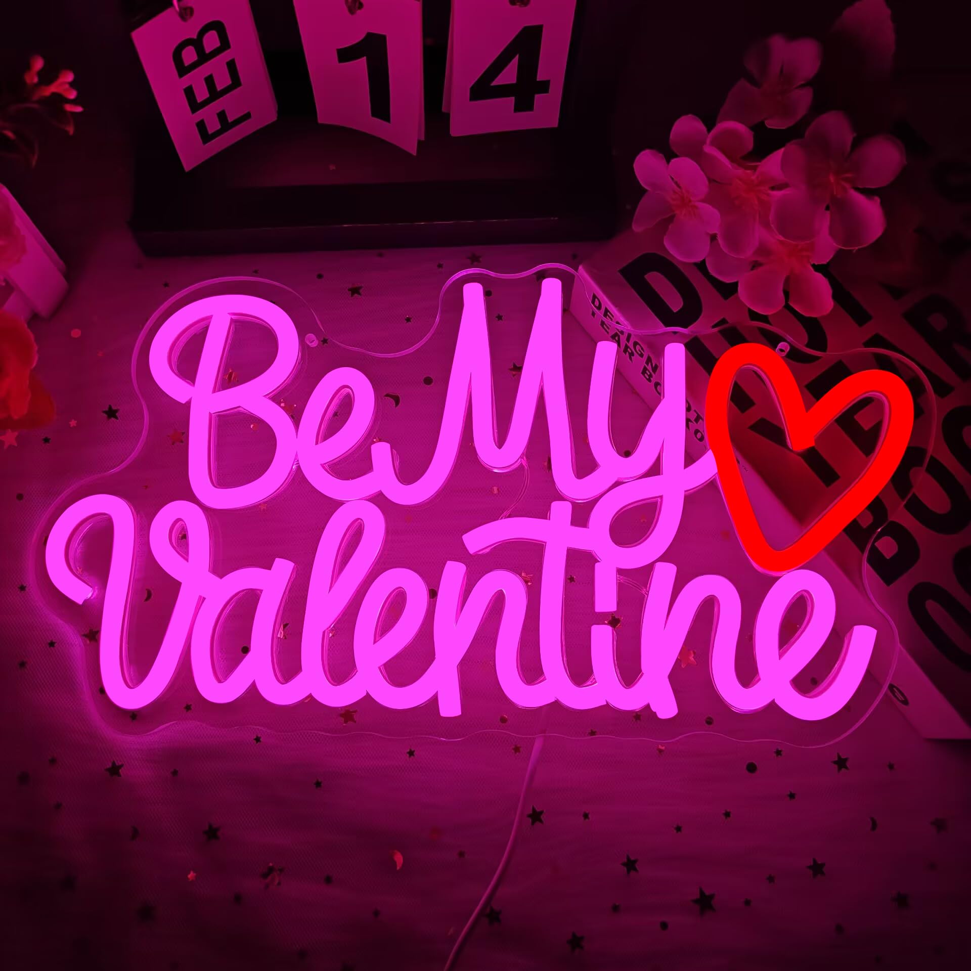 Be My Valentine Neonschild, Valentinstag Neonschild für Wanddekoration, LED-Neonschild zum Valentinstag, Herz Neonschild, beleuchtetes Neonschild für