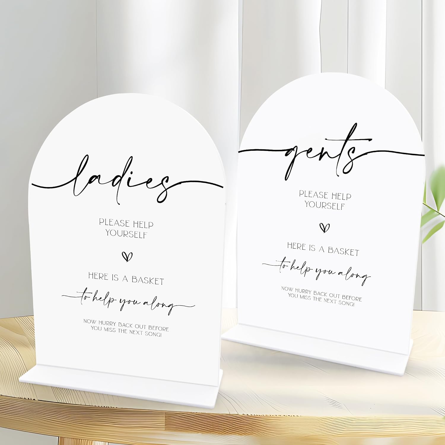 Acrylic Wedding Bathroom Favors Sign 6.5 x 9 Inch, Wedding Bathroom Basket Supplies Signs Ladies & Gents, Party Events Basket Supplies Sign-ACRWS06