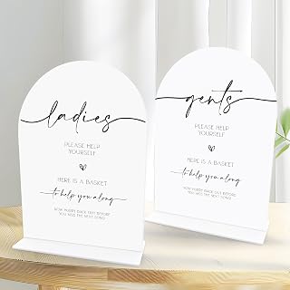 Acrylic Wedding Bathroom Favors Sign 6.5 x 9 Inch, Wedding Bathroom Basket Supplies Signs Ladies & Gents, Party Events Basket Supplies Sign-ACRWS06