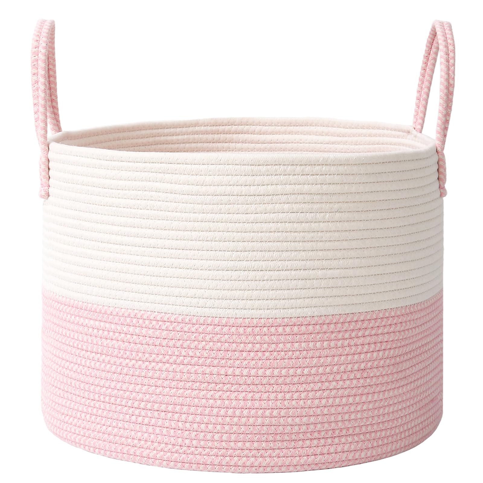 JMvicyroam 65L Extra Large Blanket Basket for Living Room - Woven Cotton Rope Laundry Hamper with Reinforced Handles - Storage Bin for Pillows, Comforters & Toys - Machine Washable,Oatmeal — view 7