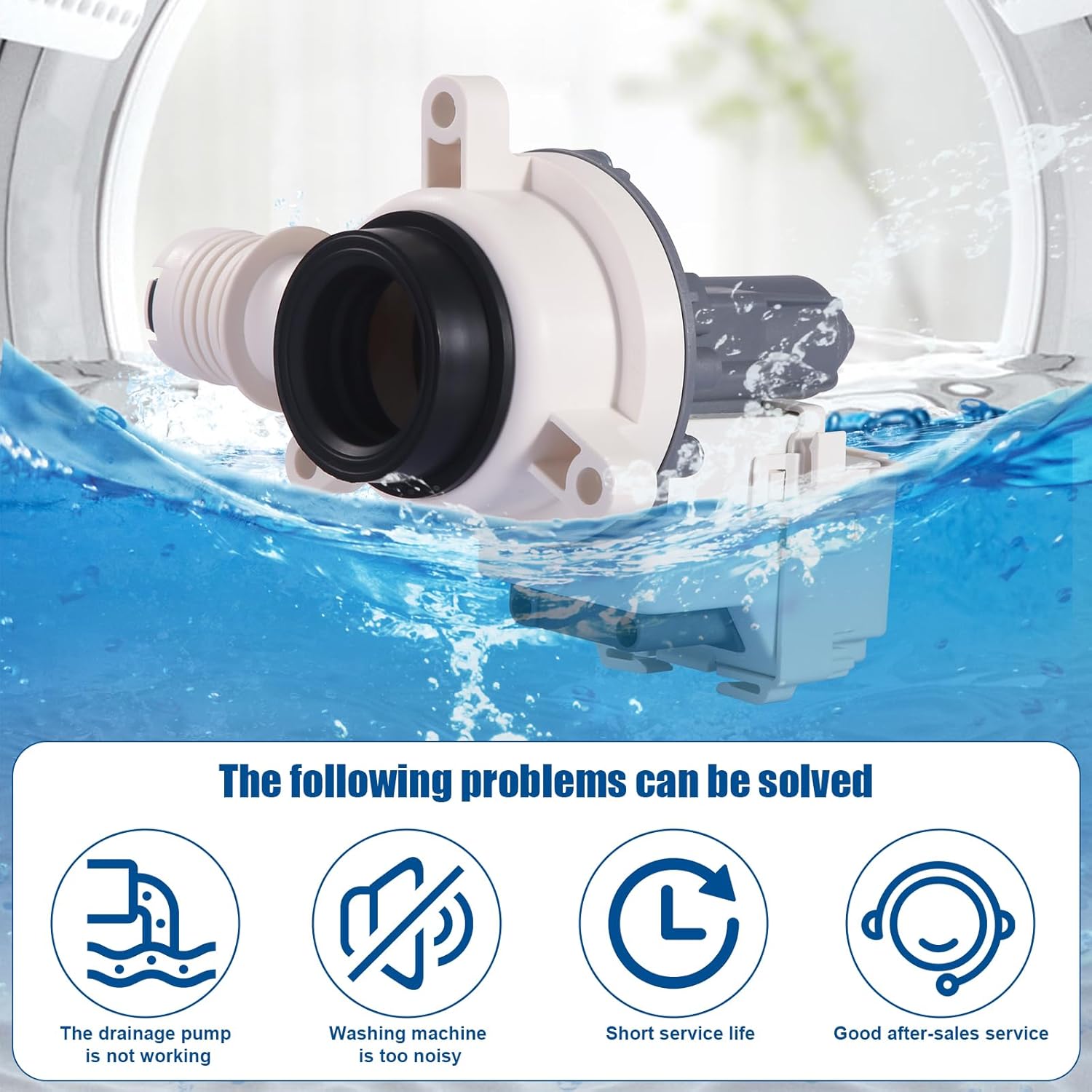 2025 Upgrade W11399437 W11259498 Washer Drain Pump OEM Parts 120V 60Hz 1.2A Compatible with Whirlpool Maytag Kenmore Replacement 4961028 AP6974144 PS12731241 10minON 50minOFF