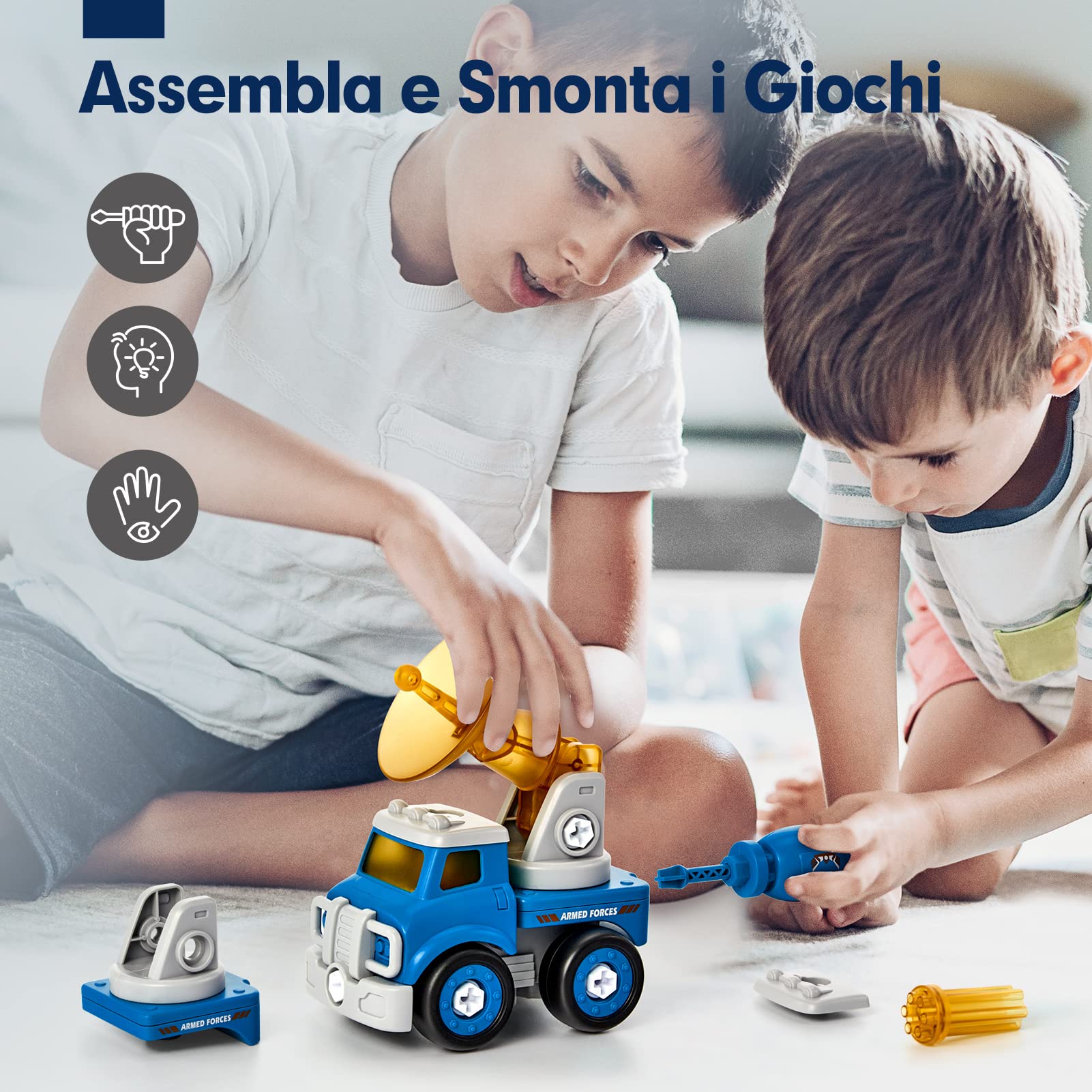 hahaland Giochi per Bambini 5 anni Maschio - 5 in 1 Camion Giocattoli da Costruzione Smontabile Robot Creativi STEM Veicoli Regali Educativi
