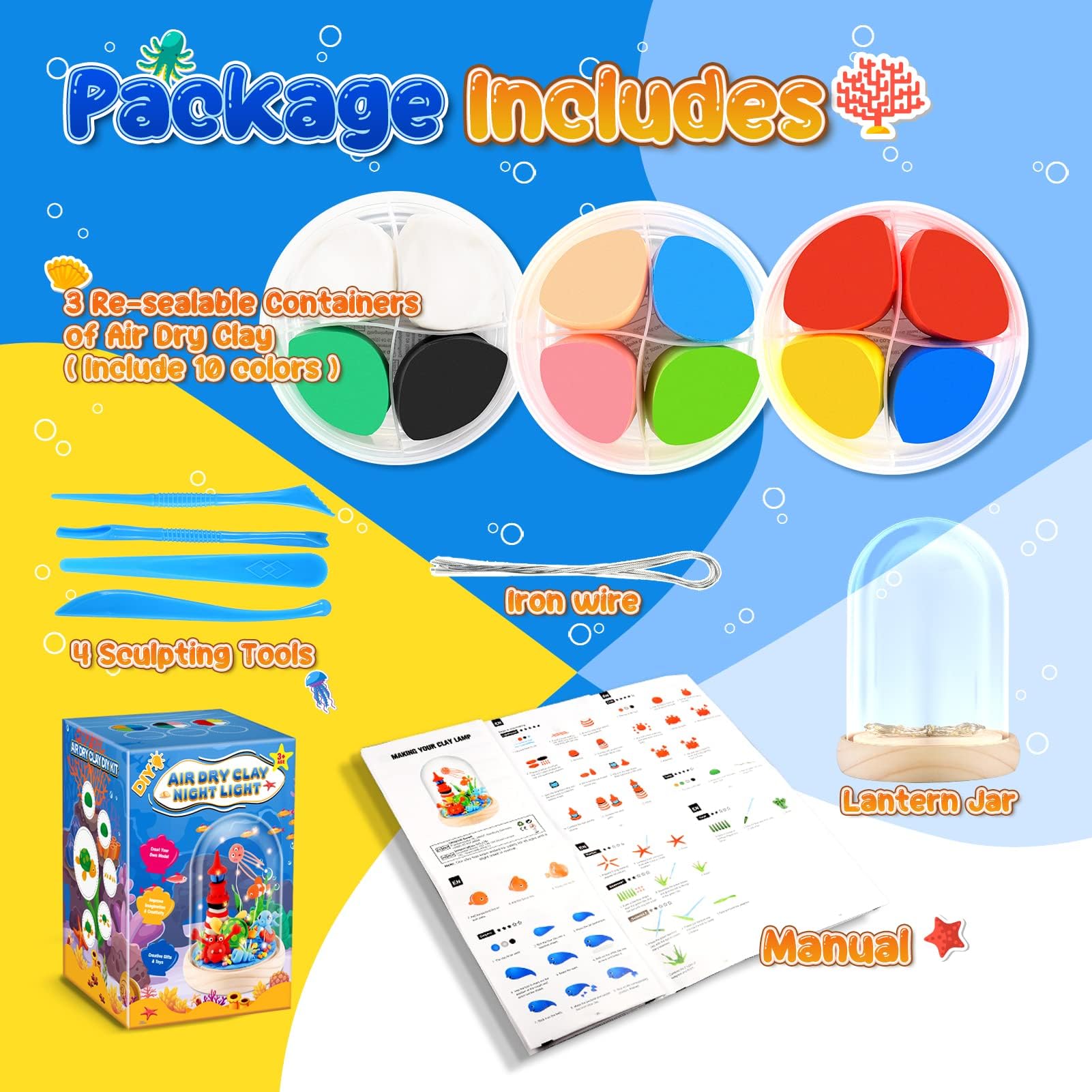 Sweetone Kit Pittura 3D - Lampada Gatto Da Colorare Con 12 Colori, Pennelli, Adesivi - Gioco Creativo Per Bambine 4-12 Anni