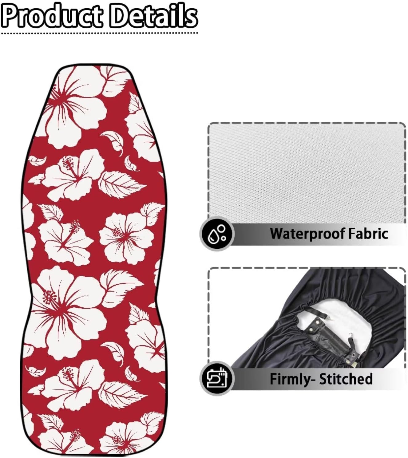 Dreaweet Tropical Car Seat Covers Front Seats Only for Women Red Hibiscus Flowers Car Accessories Interior Waterproof Seat Cover Washable Universal High Back Bucket Seat Covers for SUV Trucks Sedan