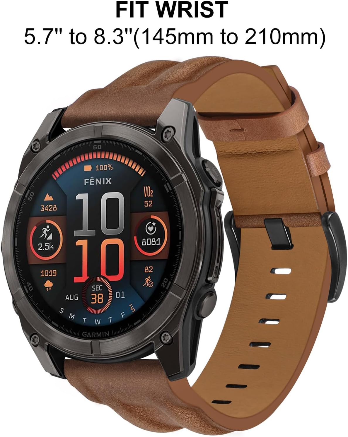 TRUMiRR Band for Garmin Fenix 8 51mm / 7X / 6X Pro / 5X Plus, 26mm Genuine Leather Watchband Quick Fit Strap for Instinct 3 Solar 50mm / Epix Pro 51mm / Enduro 3 - Image 4