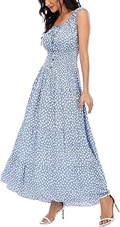 Women's 2025 Summer Boho Floral Print Tiered Casual Flowy Long Maxi Dress - Buy now