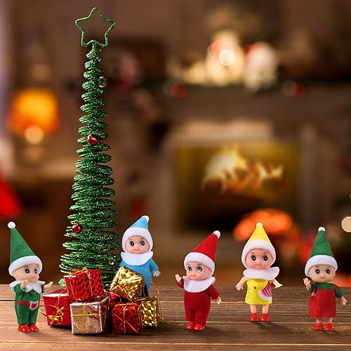 Miniatura 6 de Leitee Muñeca elfo diminuta, mini elfos, lindo juguete de elfo de peluche, decoración de elfo en miniatura, calcetín de peluche de Año Nuevo (24