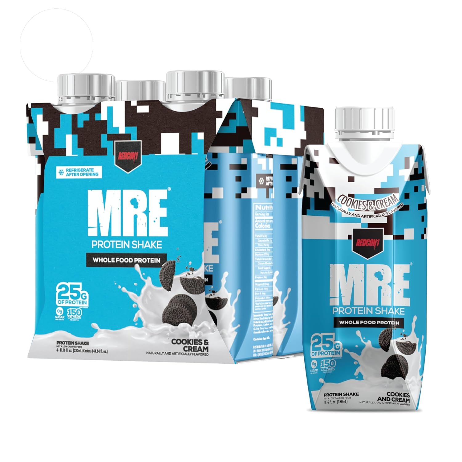 REDCON1 MRE Ready to Drink Protein Shakes, Cookies & Cream