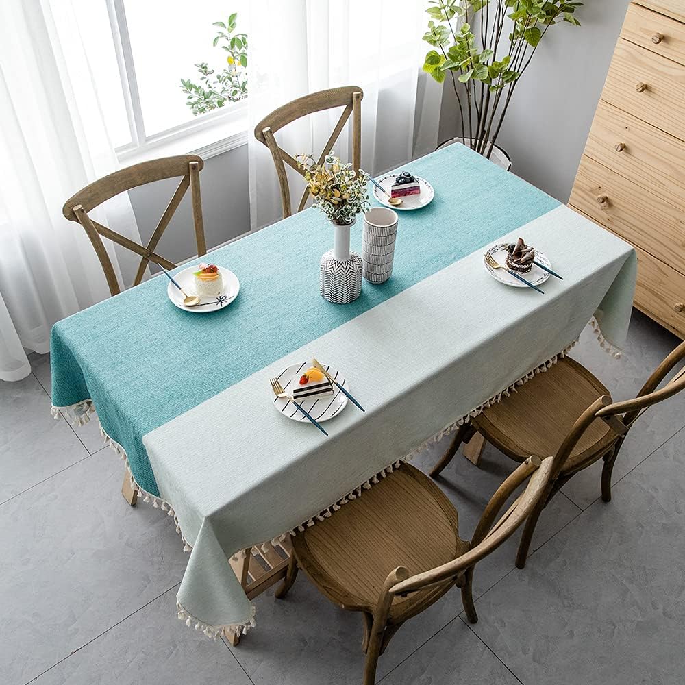 Amazon Chozan テーブルクロス コットンリネン材質 耐用 肌触り良い タッセルエッジ おしゃれ 汚れ防止 インテリア キッチン ダイニング リビング パーティー用 140 140ｃｍ グリーン テーブルクロス オンライン通販
