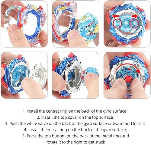 Miniatura 183 de Metal Fusion Games Blade Toy Set Sparking Launcher Grip Bey Battling Top Burst Booster B-122 Starter Geist Fafnir.8'.Ab Left Right Launcher