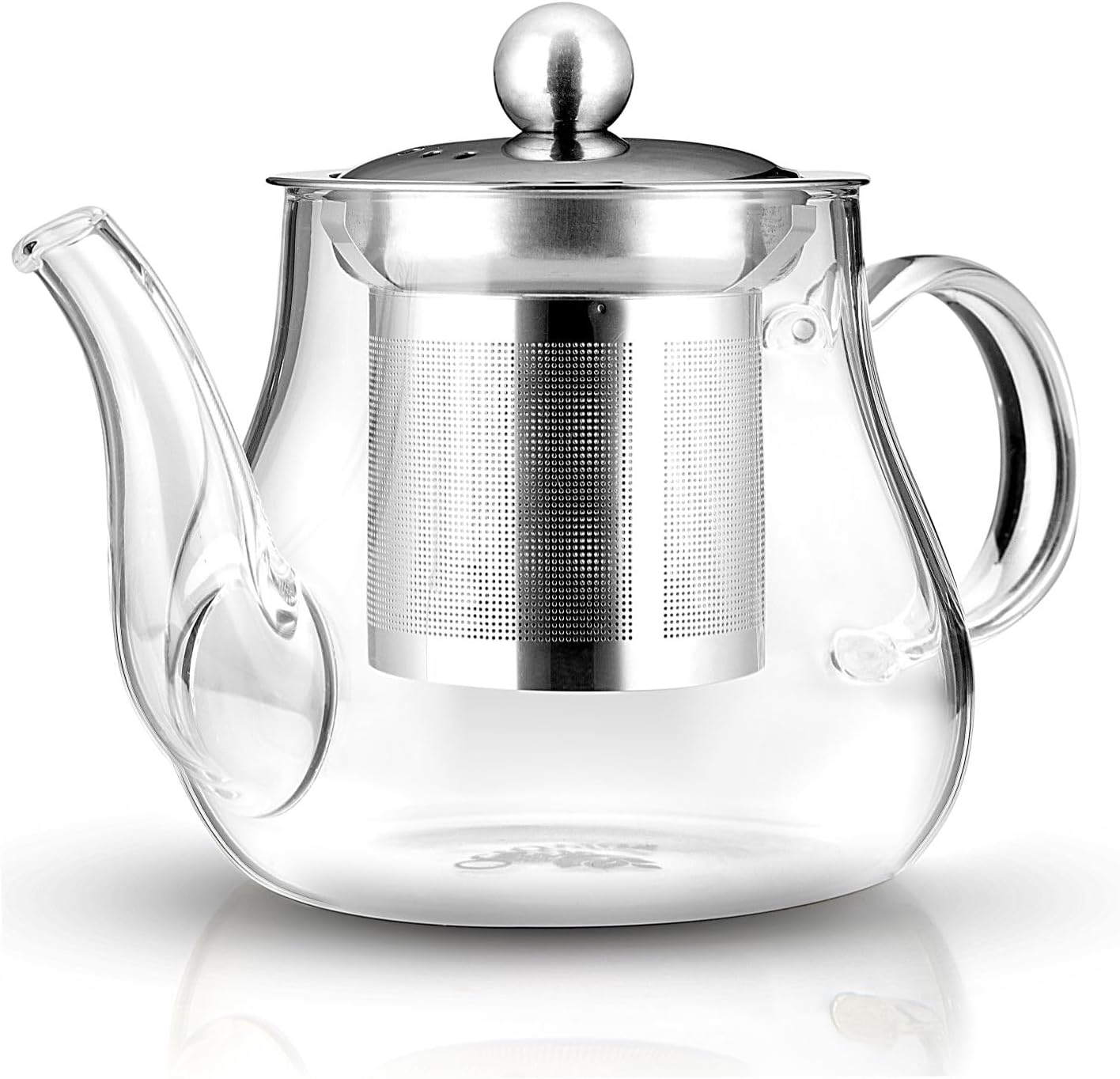Octavius | Pear Shape Glass Tea Pot with Infuser - 600 ml | Borosilicate Glass | Heat Resistant | Green Tea Maker | Loose Leaf Tea Maker | Ideal for 4 Cups