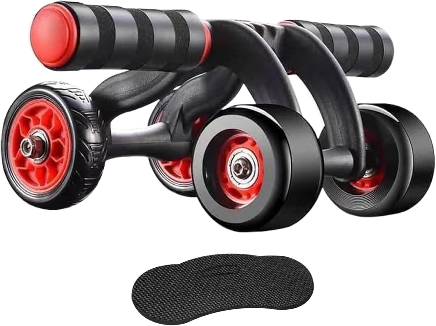 4 Wheel Ab Roller with Automatic Rebound, Stable Abdominal Wheel Trainer with Knee Mat, Heavy Duty Core Workout Equipment, Non-Slip & Low Noise Ab Roller for Home Gym