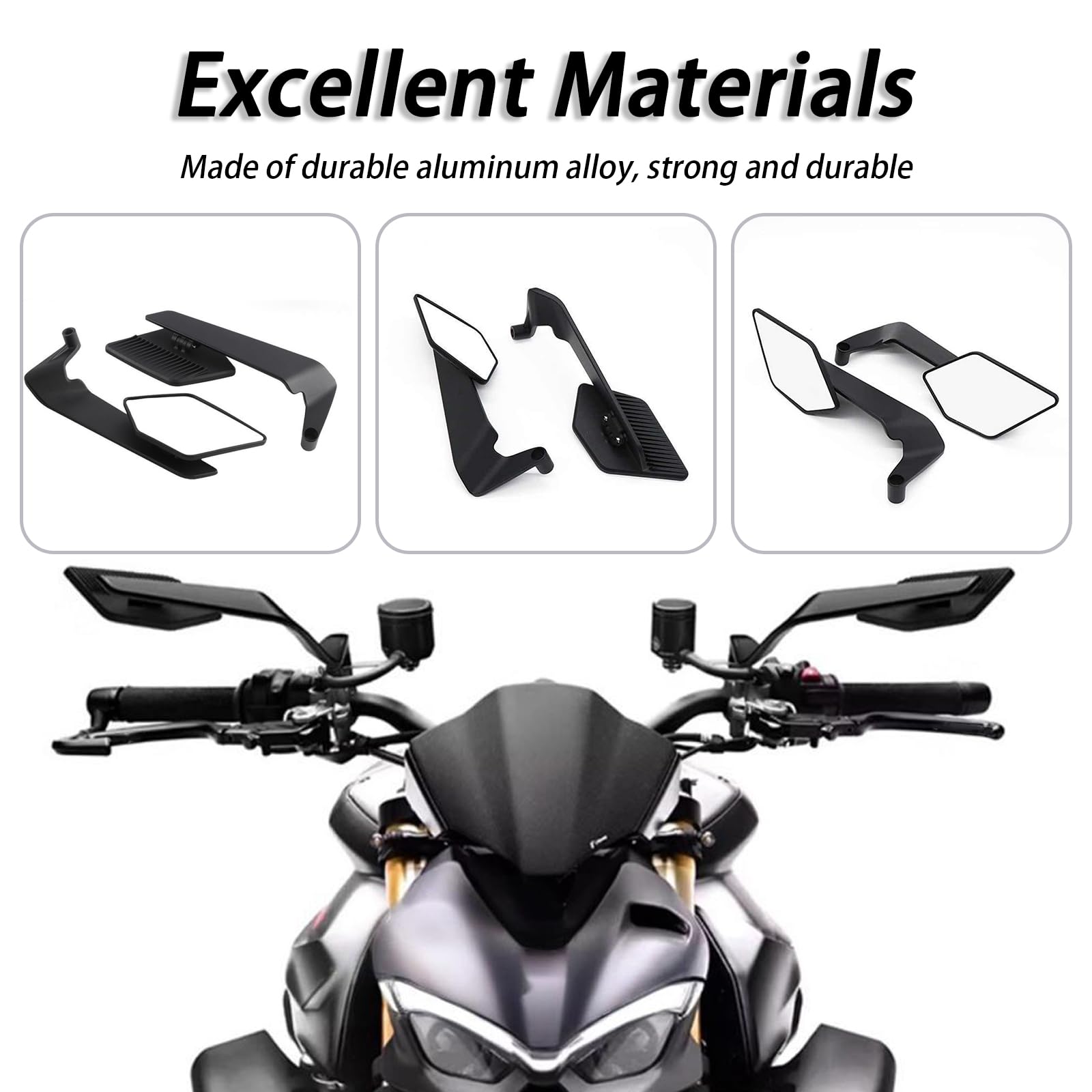 Specchietti Retrovisori Moto per Yamaha X-Max 250 ABS 2014 2015 2016, Specchietto Retrovisore Invisibile per Moto ad Ala Fissa, Regolabile Specchietti per Moto,A