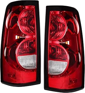 Tail Lights Assembly Rear Brake Lamps for 2003 2004 2005 2006 Chevy Silverado 1500 2500 3500, 07 Silverado Classic Models w/Bulb and Wiring Harness, Red