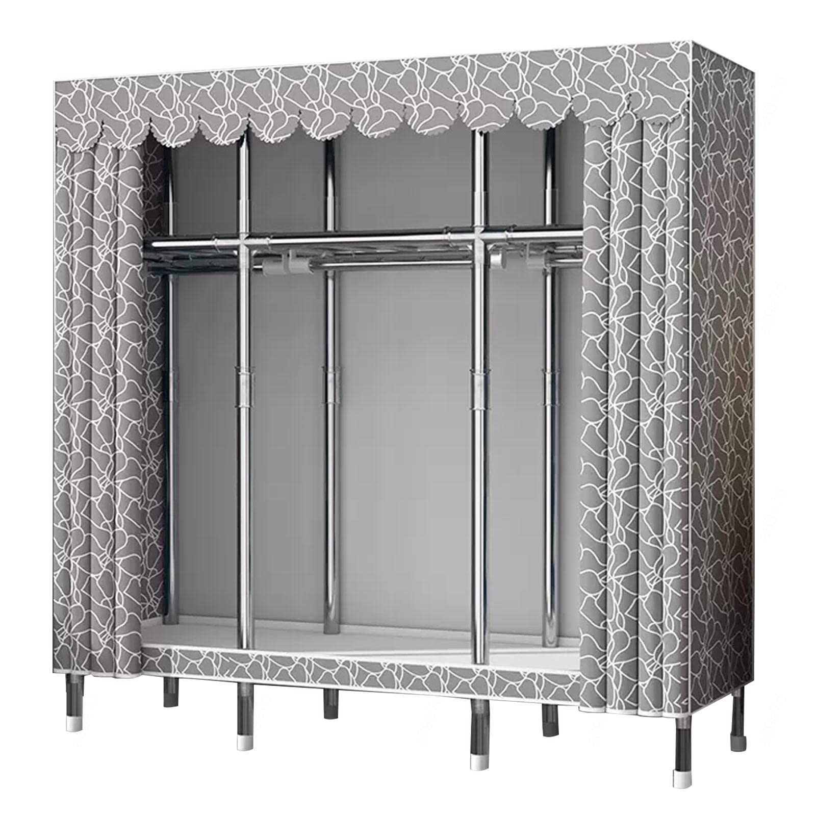 Armoire en toile portable B-205x45x170cm avec penderie et étagères