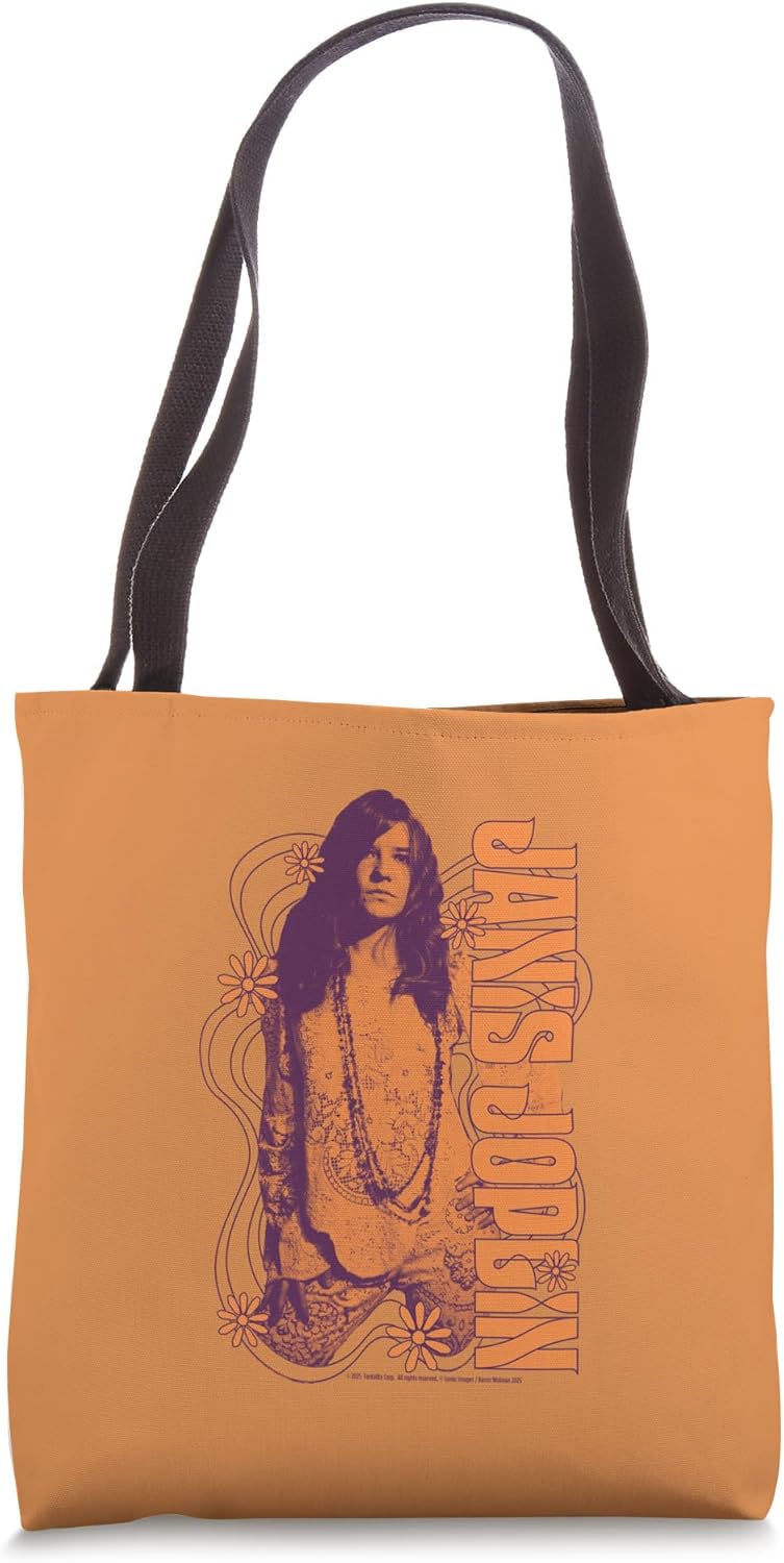 Janis Joplin Orange Curved Border Photo Tote Bag