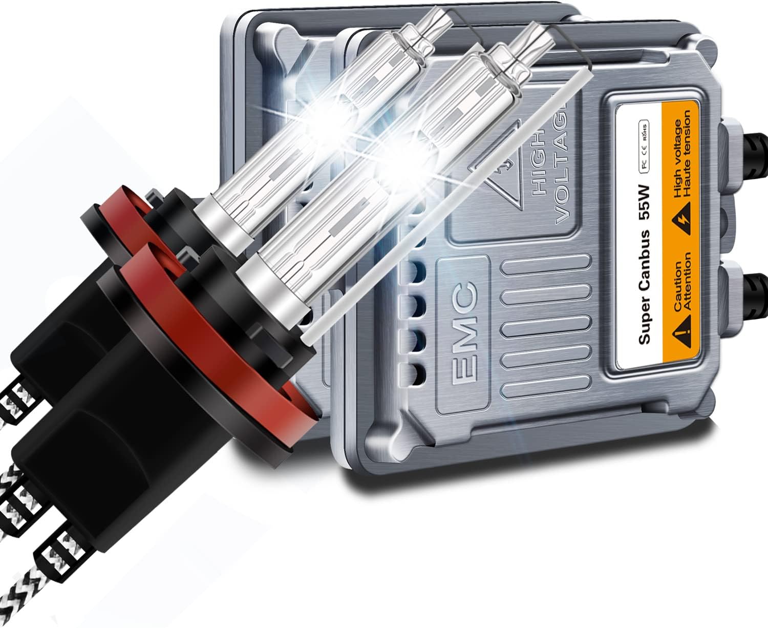 WinPower H11 H8 H9 Xenon Bulb 55W Headlight Conversion Kit with CANBus Decoder HID Ballast 6000K Cold White High Brightness Far/Dipped Beam, 2 Pieces