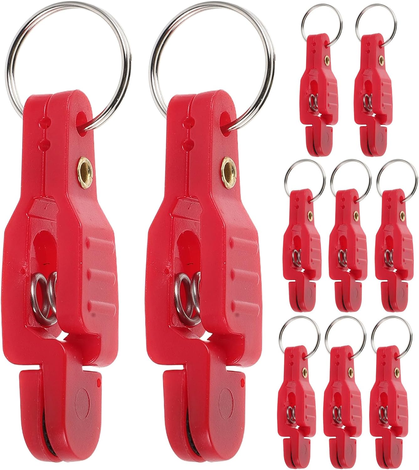 10pcs Fishing Downrigger Clip with Key Ring - Heavy Tension Weight Planer Board Snap Release Clips - Trolling Line Accessories for Offshore Kite Fishing