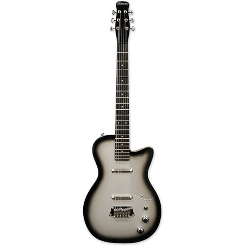 Silvertone 6 String Solid-Body Electric Guitar, Right, Silverburst, standard (1303SVB)