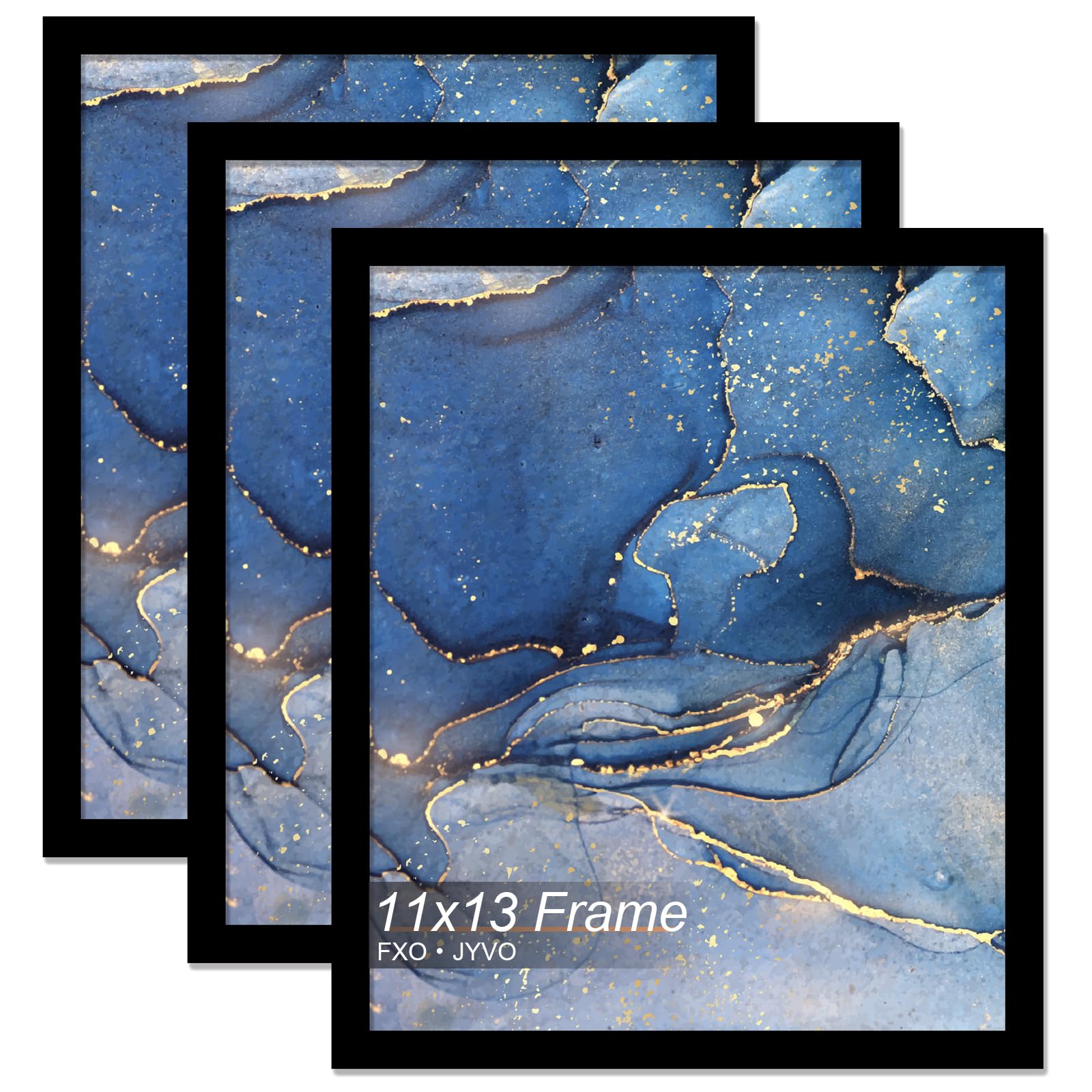 Fxojyvo 11x13 Picture Frame Set of 3, Black Frame for 11 x 13 Inch Picture Poster Photo, Light Weight and High Transparent 11 by 13 Frame for Wall - 3