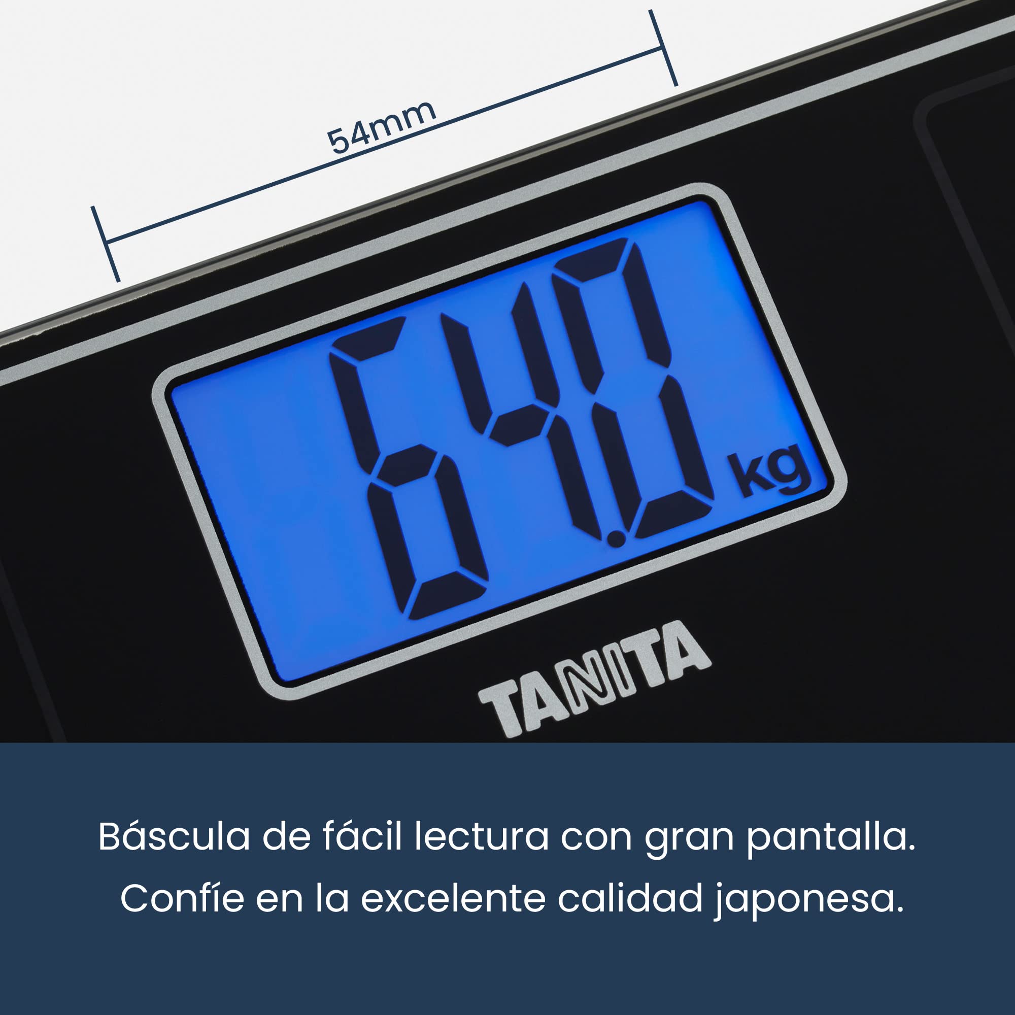 TANITA HD-382 báscula digital de baño de vidrio negra con pantalla legible