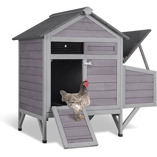 AIVITUVIN Chicken Coop for 2 Chickens Home Ues Outdoor Small Wooden Chicken House with Expandable Run for Poultry Duck Coop Pull Out Tray Quail Cage,Hen Habitat