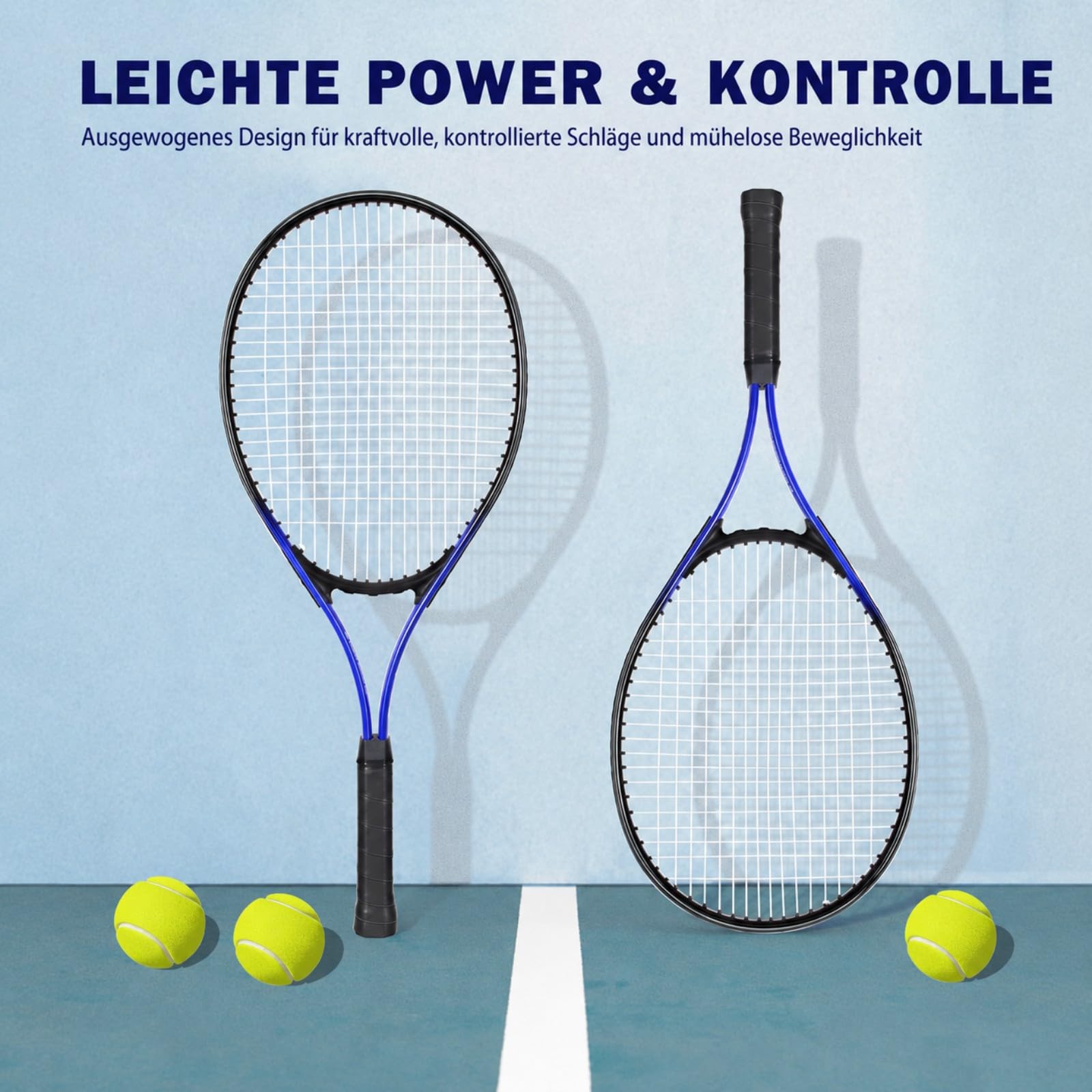 68,6 cm Tennisschläger 2er Set Familie Anfänger 27 Zoll Tennisschläger Set für Outdoor Freizeit Sport Spiel