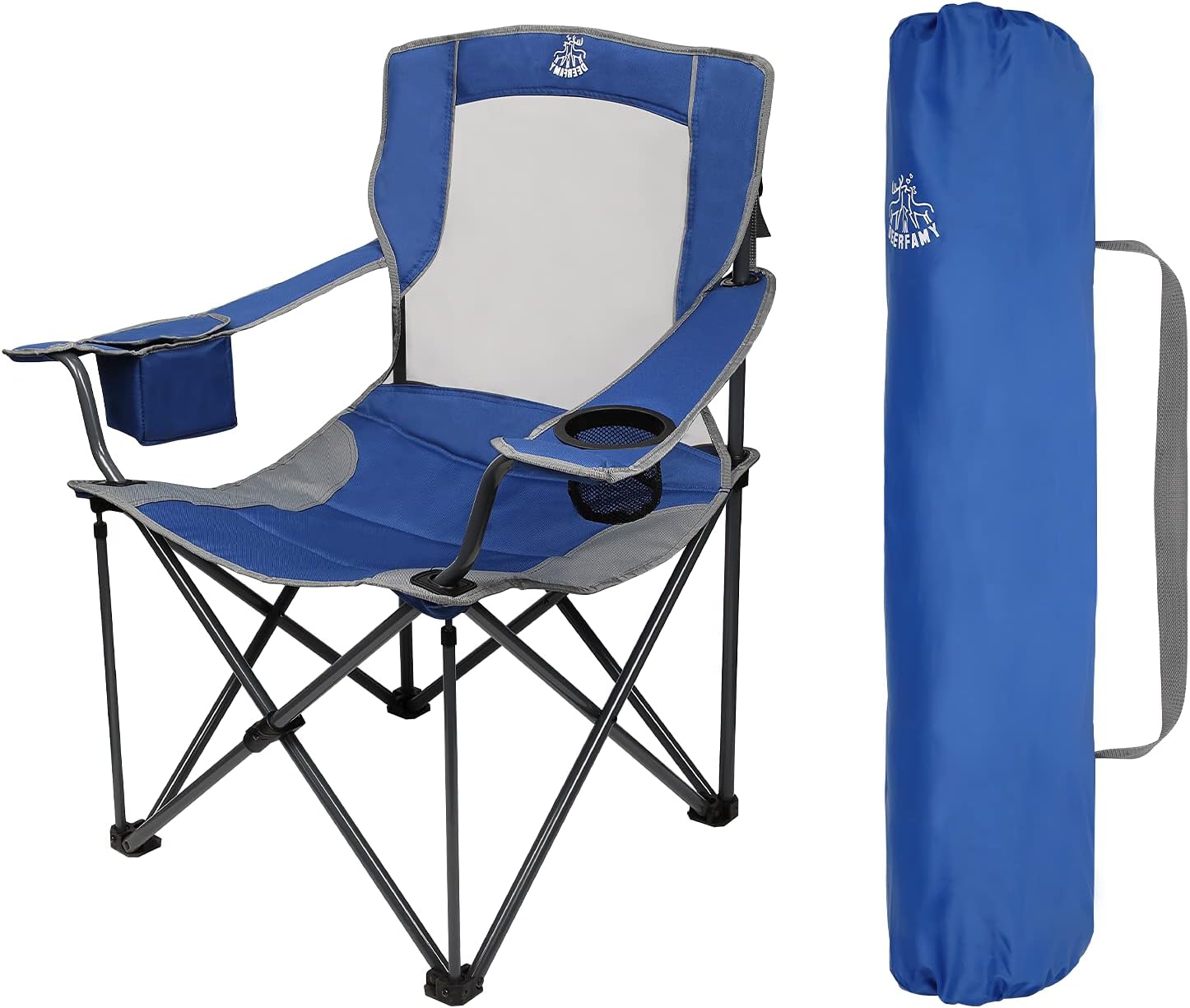 Buy Deerfamy Outdoor Beach Folding Chairs For Adults Easy Fold Up Tall Large Cool Mesh With Side Pocket Cup Holder Carry Bag Seat For Youth Blue Online In Indonesia B08ppb6nq3