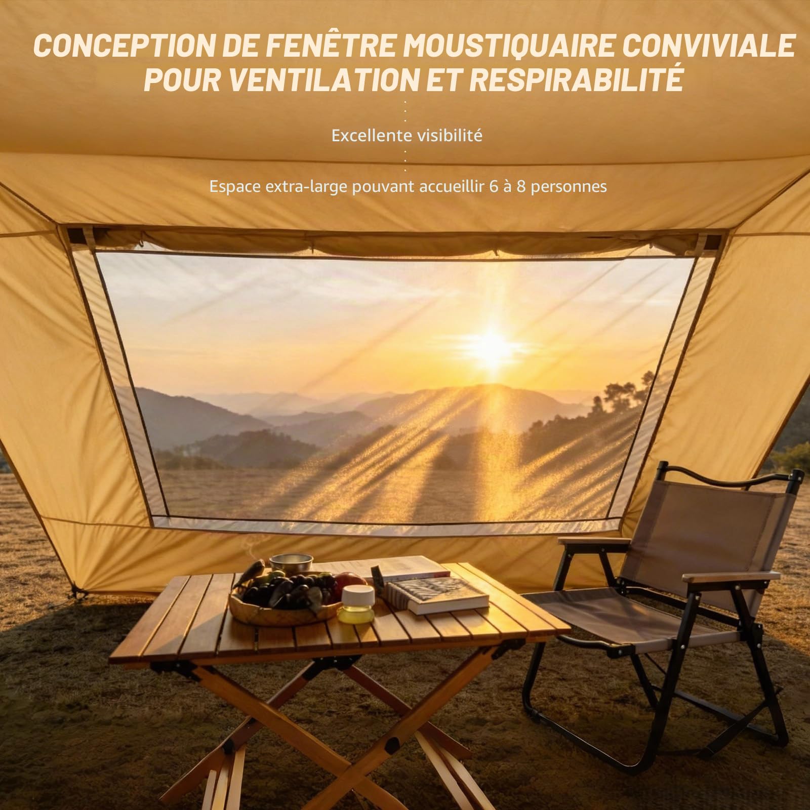 2,8 x 4,8 m - Auvent de Caravane - Tente de hayon pour Camping-Car, Bus, Van, étanche et Protection Solaire - Voile d'ombrage Universelle - Tente de Voiture - Store avec fenêtre d'écran