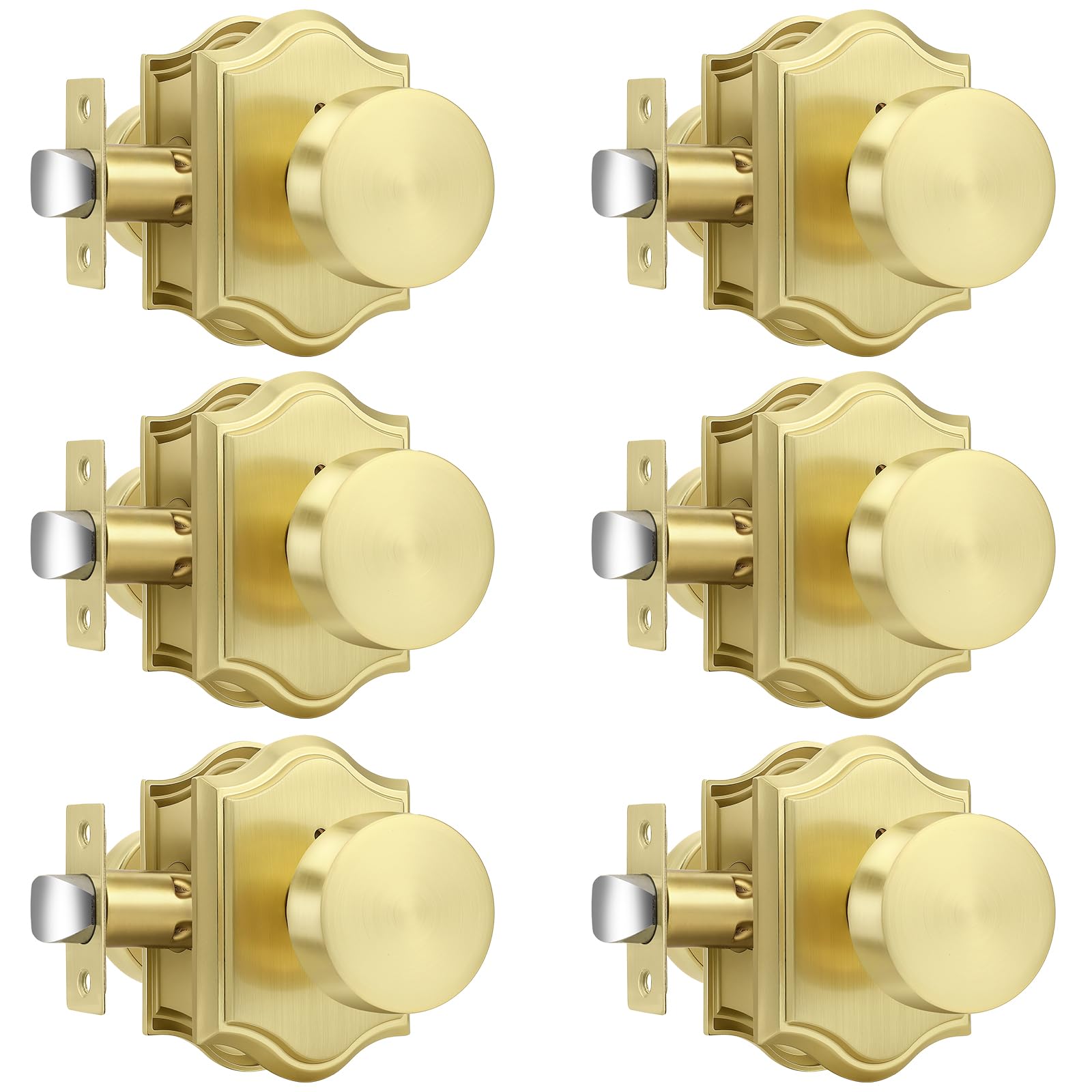 Antique Brass Door Knobs - Privacy & Push Button Lock -27