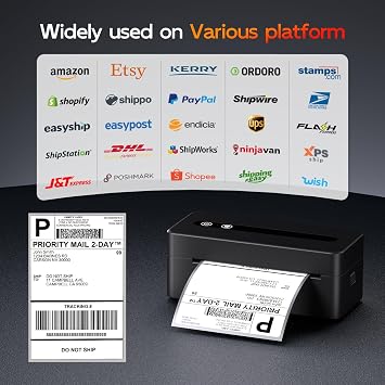 TATTMUSE Bluetooth Thermal Label Printer 4x6, Shipping Label Printer, Black