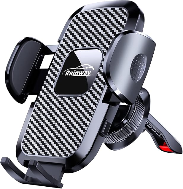 Rainway Car Phone Holder Air Vent Mount, 2022 Universal Upgrade Hook Mobile Phone Holder for Car Accessories,360° Rotation Car Phone Mount with One Button Release, Compatible with iPhone Samsung etc.