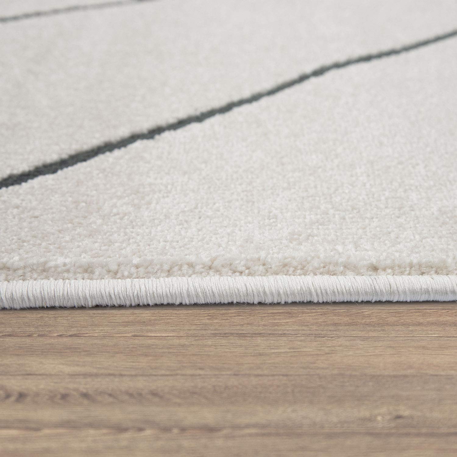 TT Home Tapis Salon Moderne Design Losanges Scandinave Poils Ras Résistant, Blanc, Dimension:Ø 200 cm Rond