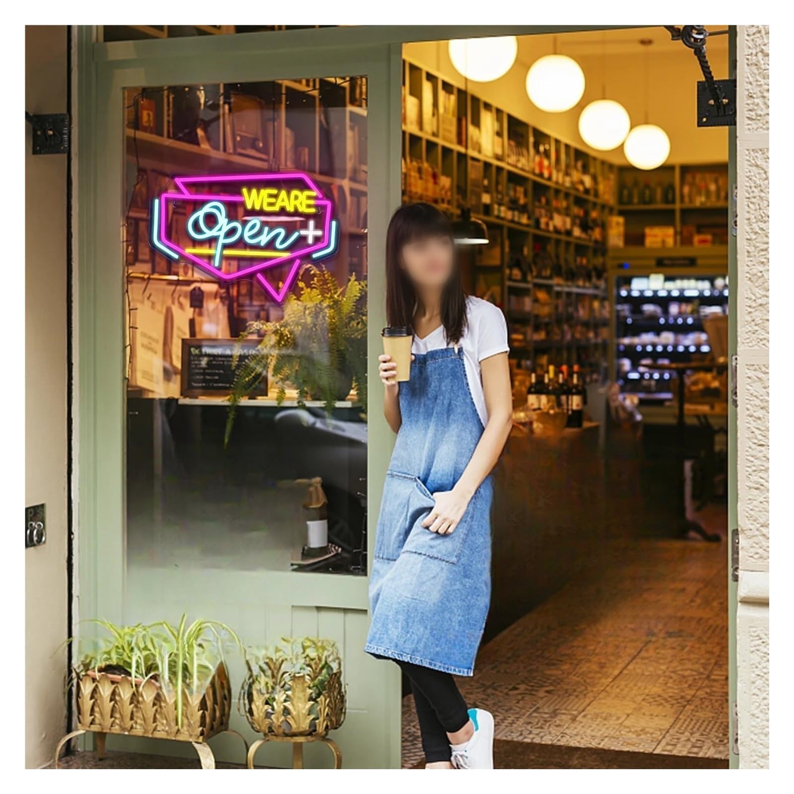 "Siamo aperti" per insegna al per neon per luci di benvenuto dimmerabili alimentate tramite per USB per bar negozi decorazioni murali