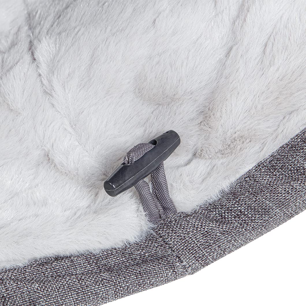 CanadianCat Company | Spieltunnel für Katzen mit Kuschelfell | grau | ca. 35 x 70 cm - Variable Form, integriertes Katzenspielzeug