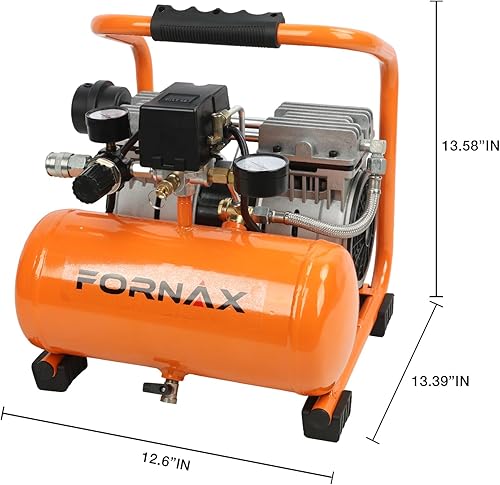 Miniatura 2 de FORNAX Compresor de aire ultra silencioso, 1.3 galones, 1 HP, 65 dB compresor portátil silencioso sin aceite, 125 PSI máximo, 120 V, para inflar