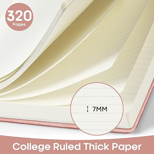 Miniatura 2 de Cuaderno de diario para escribir, 320 páginas forradas de cuero de tapa dura para mujeres y hombres, cuadernos con rayas universitarias para