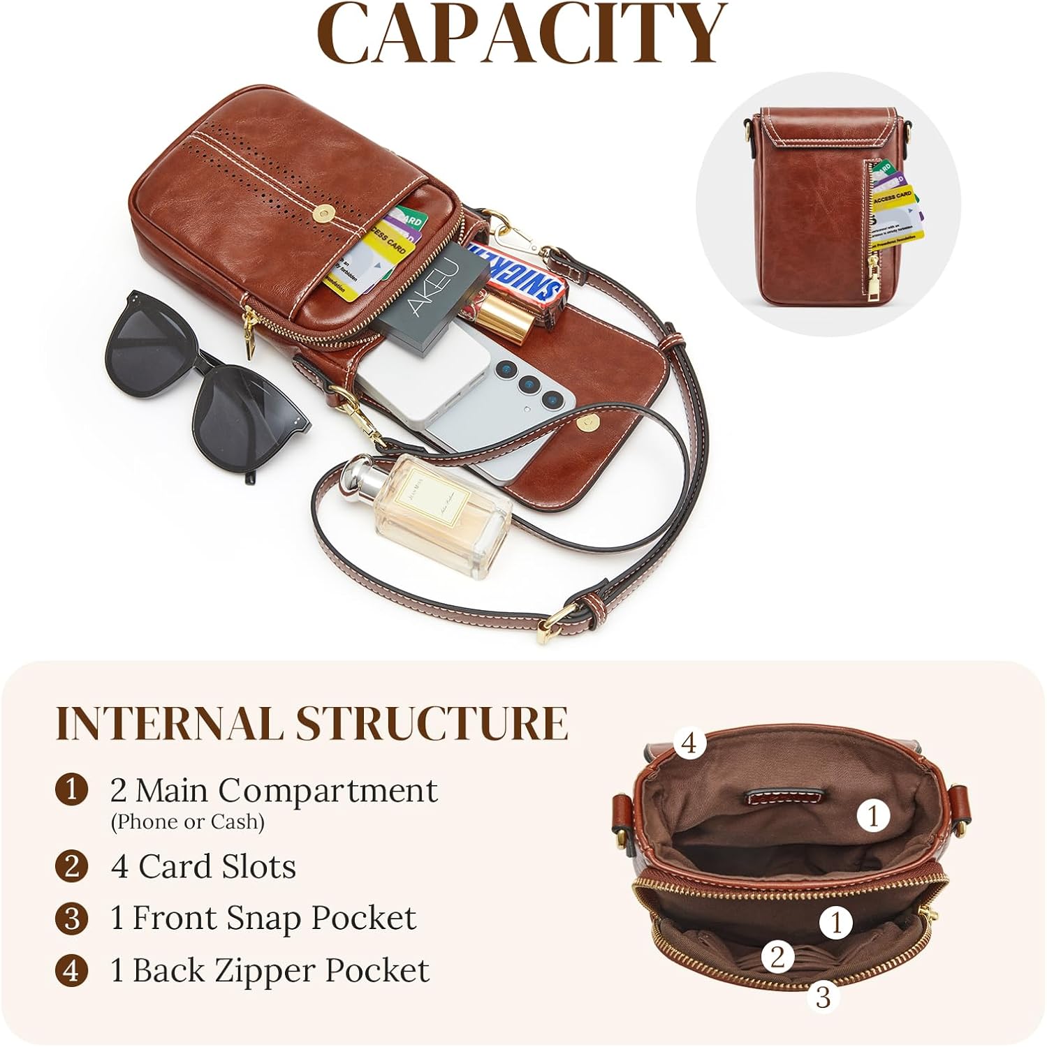 S-ZONE Vegan Leather Small Crossbody Bags for Women Trendy Cell Phone Purses Womens Wallet with Adjustable Strap Card Slots - Image 4