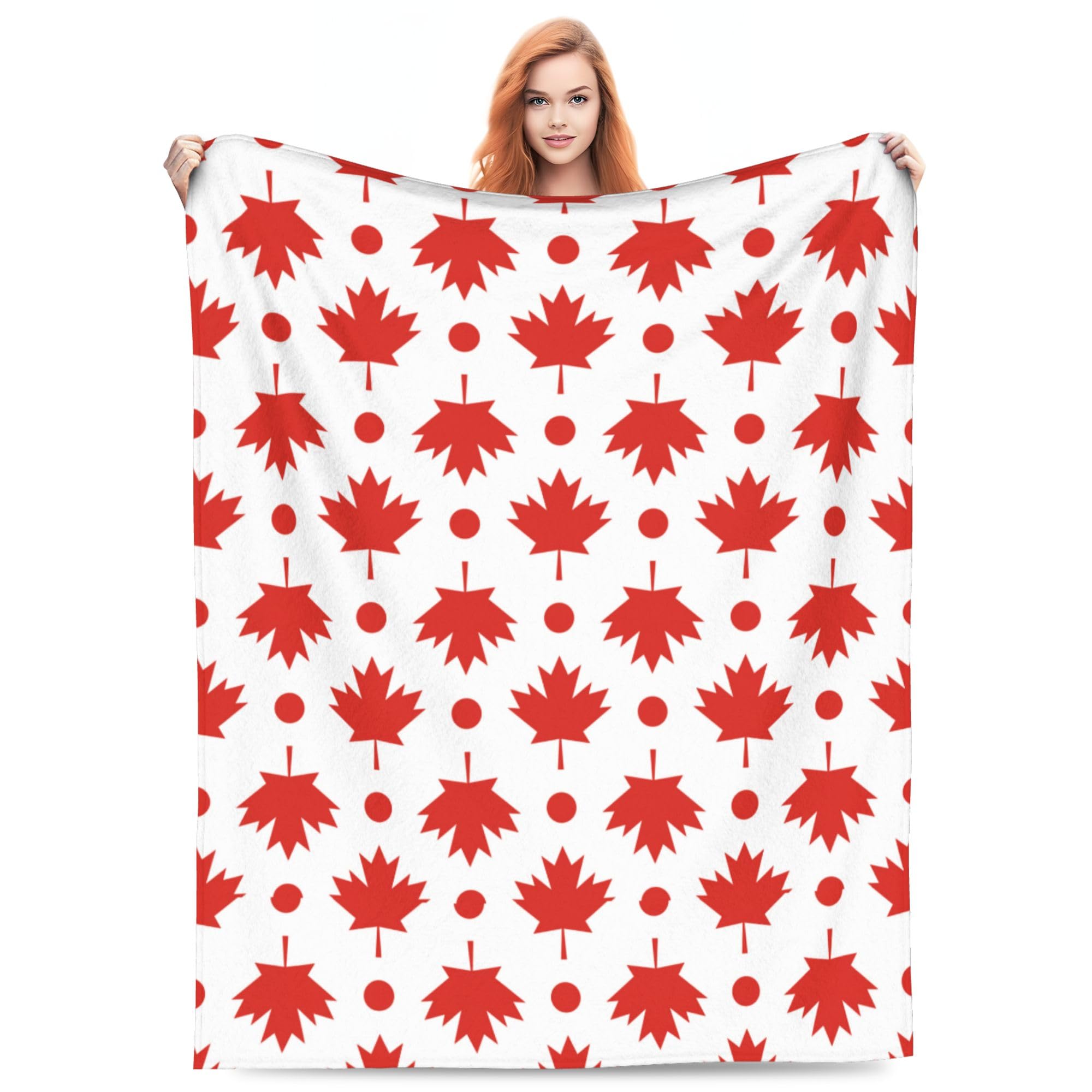 fifbird Flannel Fleece Blanket Canada Canadian Flag Soft Cozy Bed Lightweight for Chair Sofa Car Travel Throw Blankets