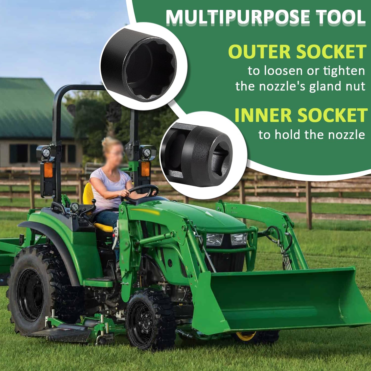 JDE92 Injector Socket Tool, 7458 21 mm Injector Nozzle Socket, Replacement for Engines Equipped with Robert Bosch KDEL Injectors