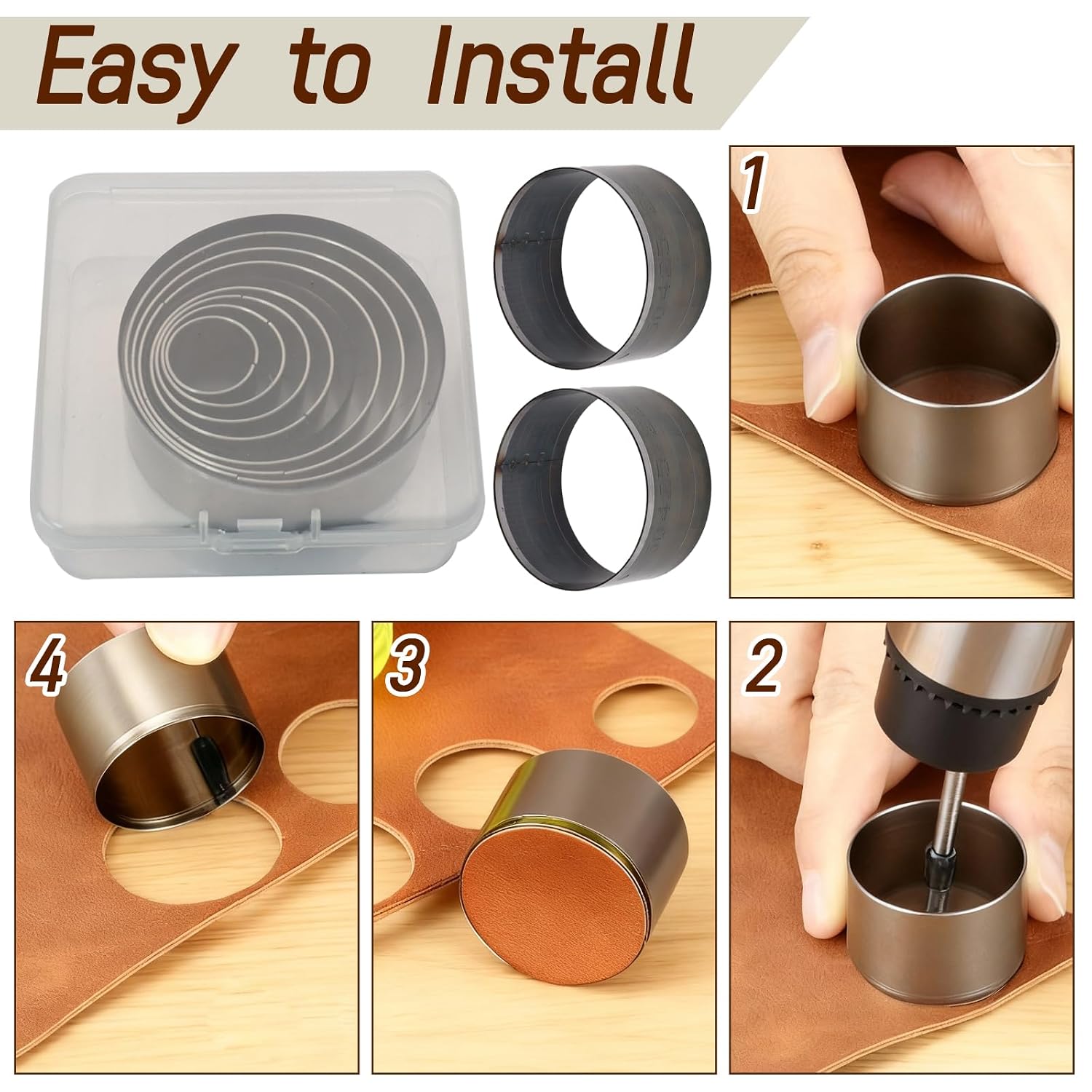 Leather Circle Cutter Tool 8 Pieces, for Craft DIY