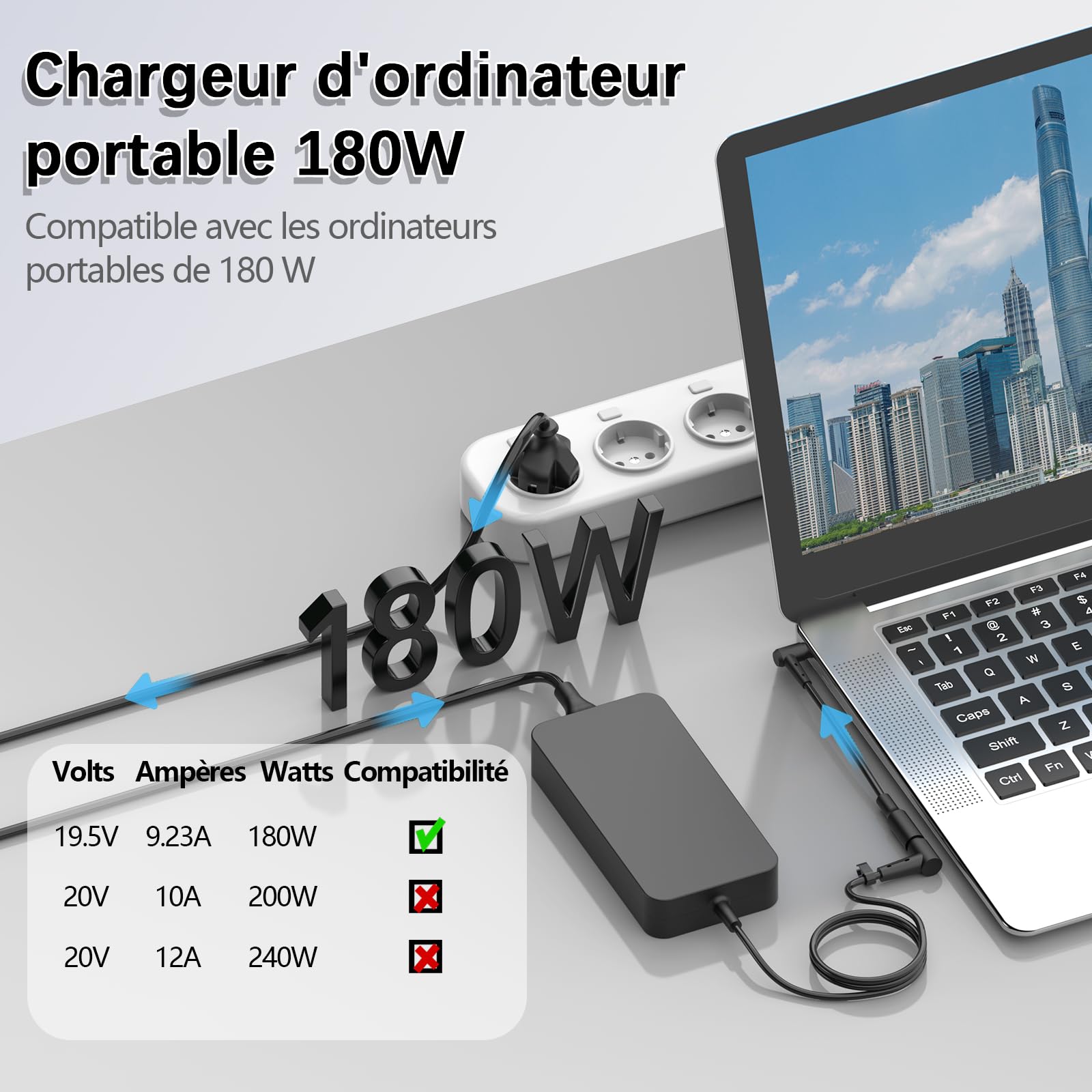 180W Chargeur Ordinateur Portable pour ASUS ROG Zephyrus & TUF Gaming Serie