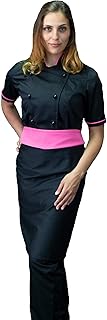 tessile astorino Divisa Cuoco Donna - Vari Colori - Ricamo Gratuito - 3PZ - Giacca, Pantalone e Grembiule - Completo per Cucina e Ristorante - Made in Italy