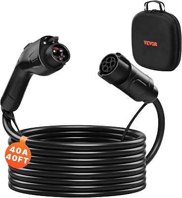 VEVOR J1772 EV Charger Extension Cable (40A, 40 ft, IP66)