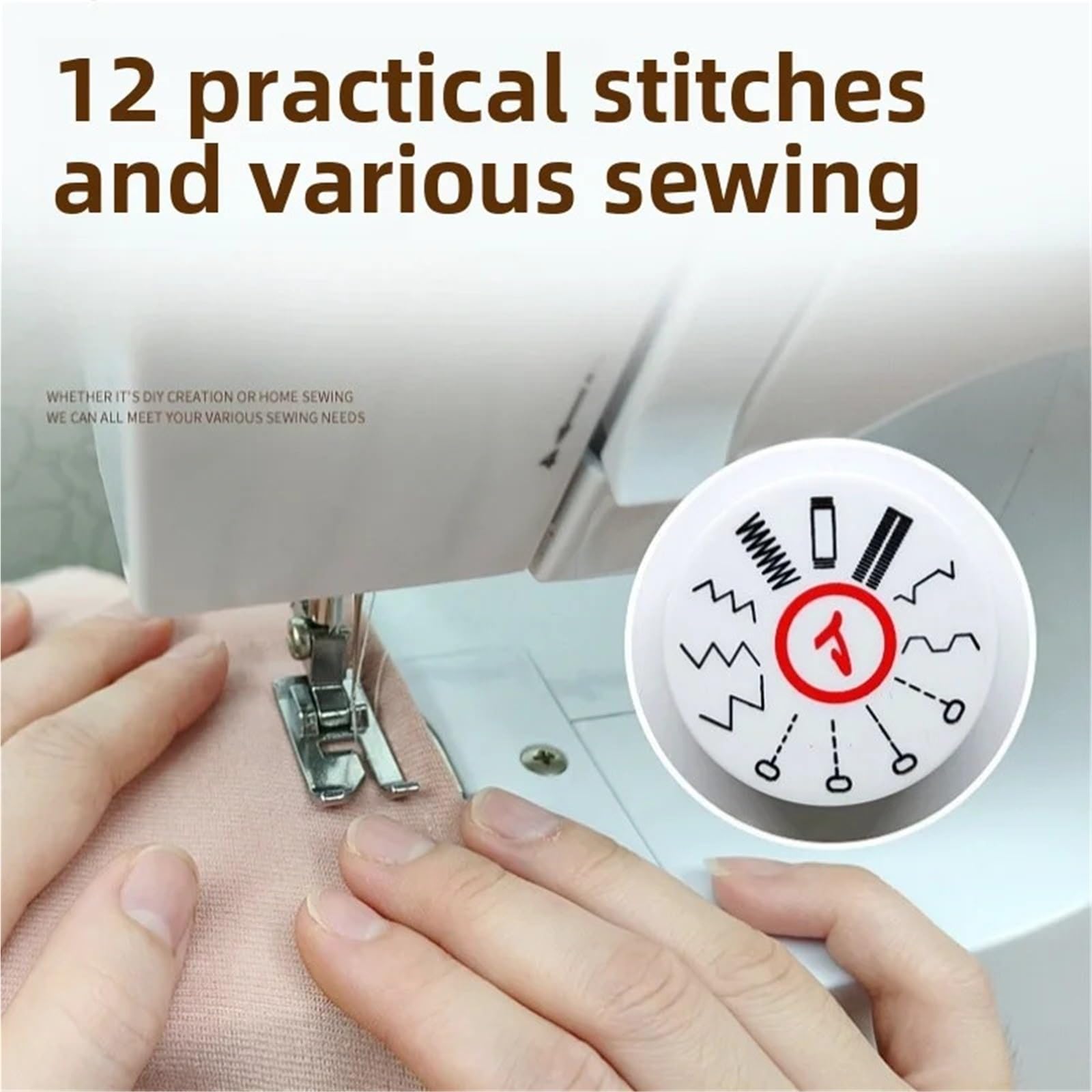 Bobinadora, Máquina De Coser Doméstica Con 12 Puntadas Y Prensatelas,para motor, resorte, cinta | Overlock, Pedal Eléctrico Portátil, Puntada Para Ropa